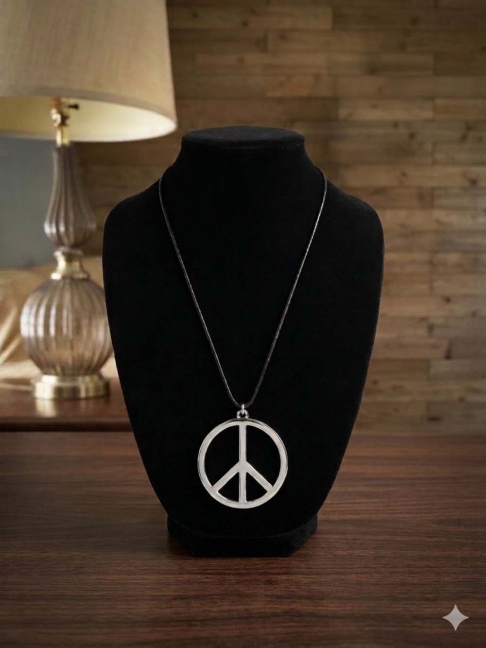 Silver Peace Sign Pendant Necklace